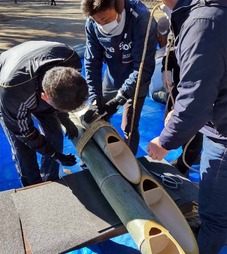 河合盛生プライベート 為当稲荷神社の門松作りの様子